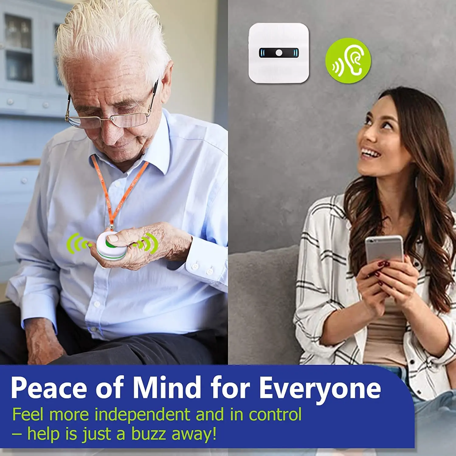 Daytech 55 Ringtones and 5 Adjustable Volume 2025 Trend Product 500ft Long Range Gate Buzzer Caregiver Pager