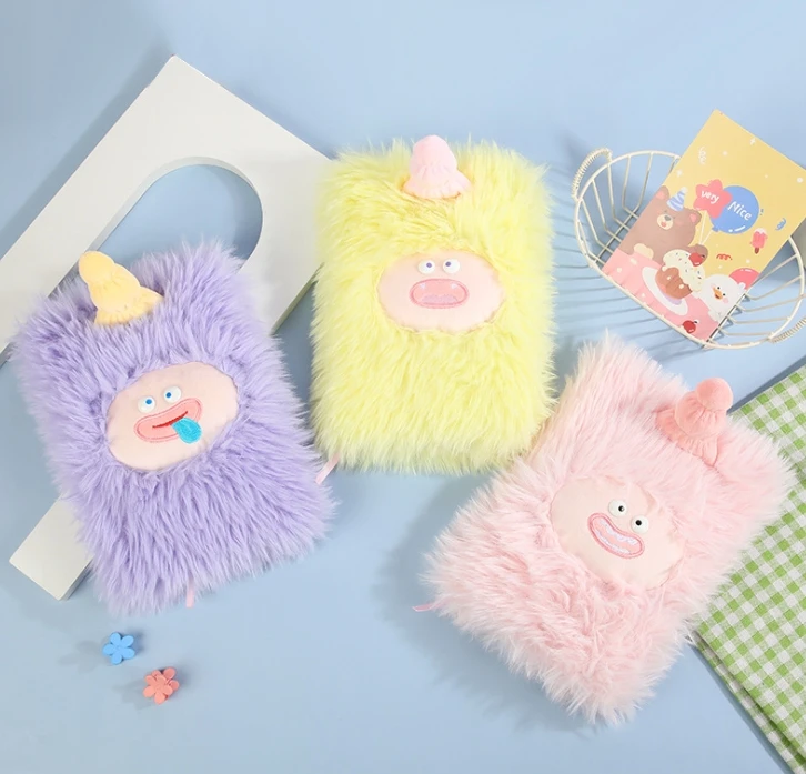 Hot Sale Plush Little Monster Handbook Cook Cute Cartoon Plush Notebook Planner Note Book  Stationery Gift Girls Children