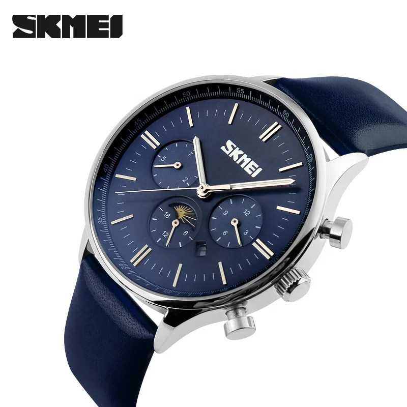Skmei 9117 Day and Night High Accuracy Quartz Wrist Watches Leather Band Men Watch