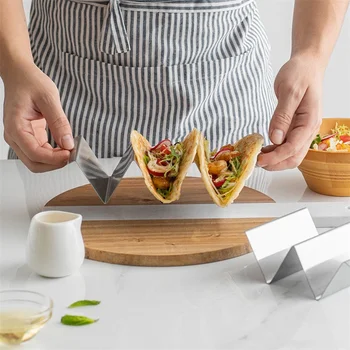 RuiJiao Stainless Steel Taco Holder Stand – Holds 4 Tacos Each Oven Grill Safe Dishwasher Safe Metal Taco Tray Hard Soft Shells Taco Bar Serving Rack - View #11