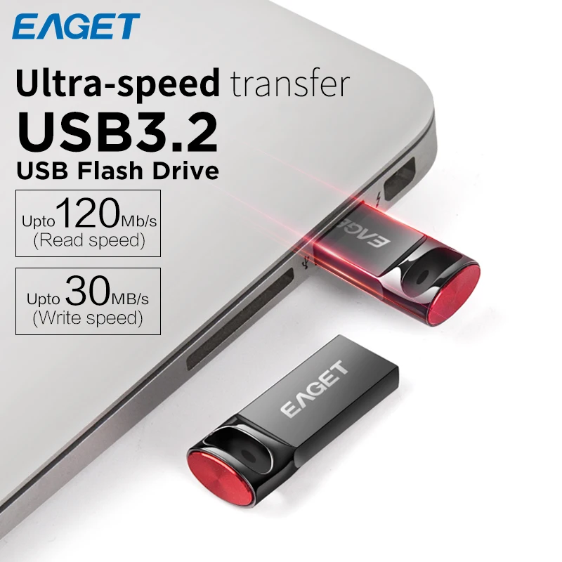 EAGET U81 Pen Drive USB, Flash Drive USB Bergaya Mini 32GB 64GB 128GB untuk Desktop/Laptop Kecepatan Tinggi