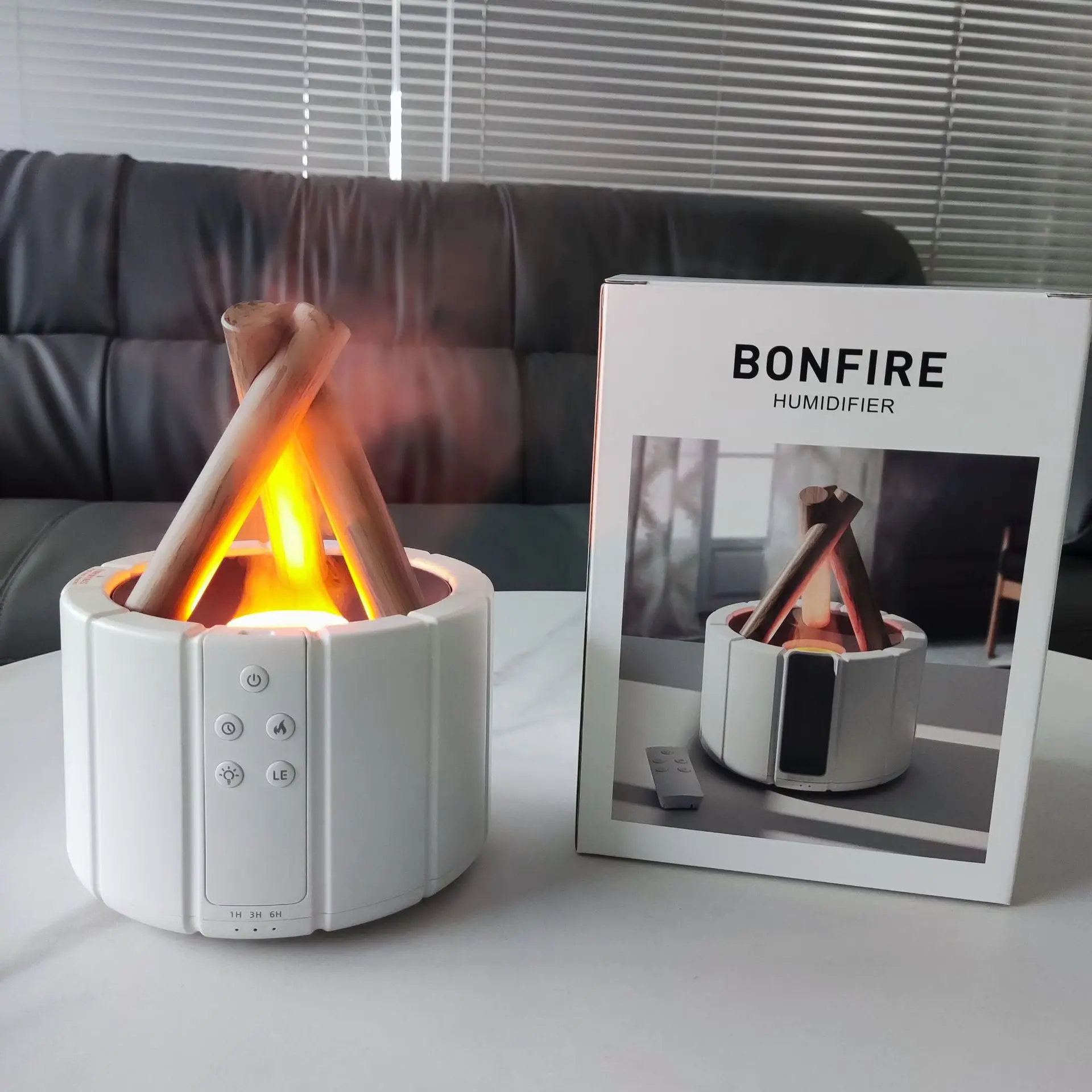 3D Simulated Fire Bonfire Humidifier 250ml Air Humidificador Flame LED Lamp Aroma Diffuser With Remote Control