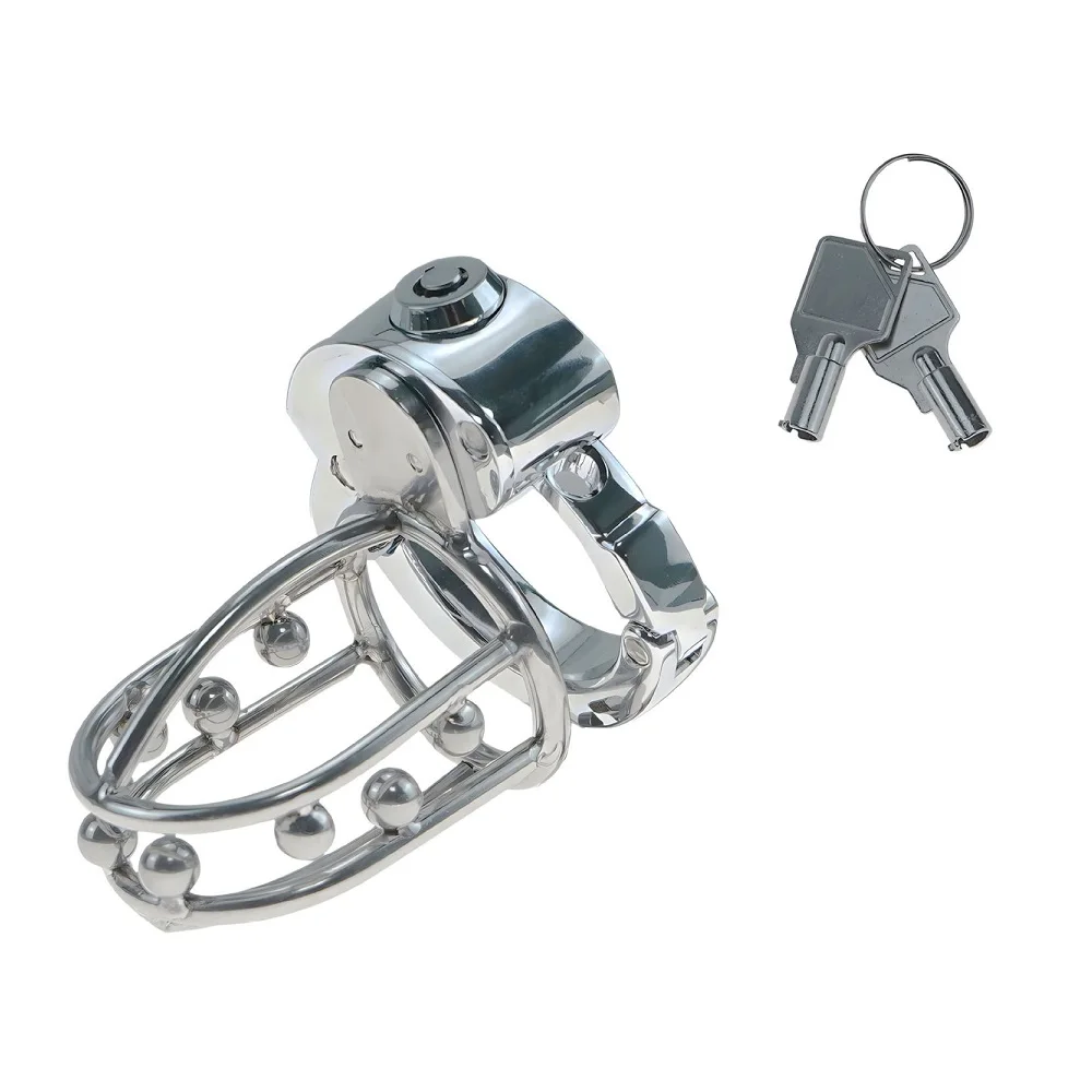 Stainless Steel Male Chastity Device Sex Toys Male Chastity Cage Cock Cages  with Adjustable Ring