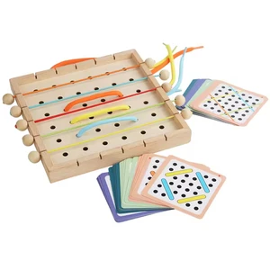 Wooden Lacing Threading Puzzle Pair Play Nail Board Education Toys Intelligence Montessori Activity Wooden Threading Rope Toy