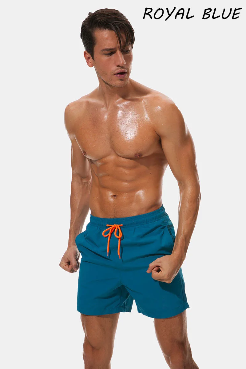 2022 Custom wholesale Summer Elastic Waist Mens Running 100% Polyester Solid color drawstring Swim Mesh Beach Shorts230_voghion.com