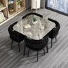 [1 mesa 4 sillas losa de roca] mesa cuadrada - tela de terciopelo negro