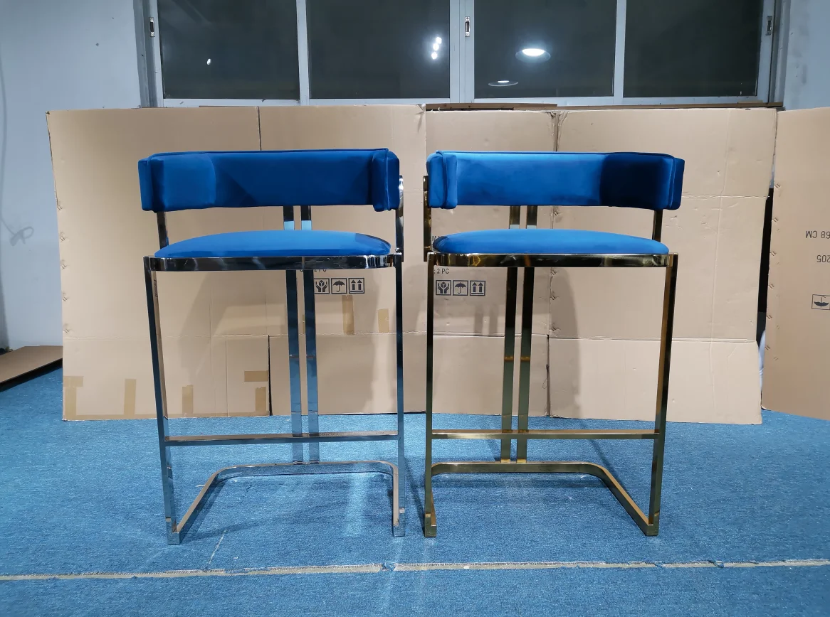 PURUO современная мебель для дома отеля ресторана стальная железная рама Бархатная ткань Золотой барный