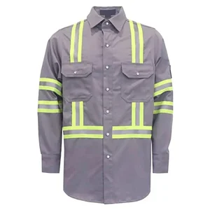 Factory Custom Poly Cotton Hi Vis Workwear Working Men Uniforms Industry Work Shirts Clothes for Men
