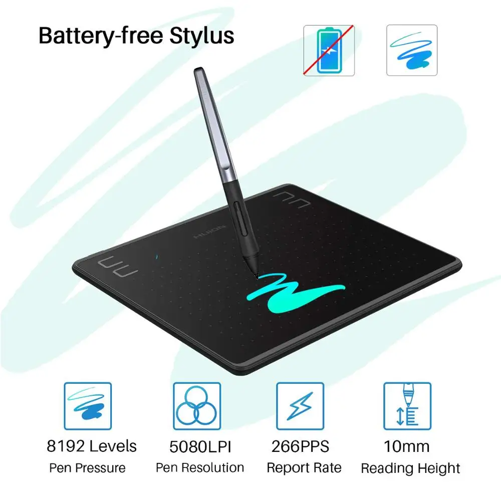 Huion HS64 Pen Tablet Battery-Free Drawing Education