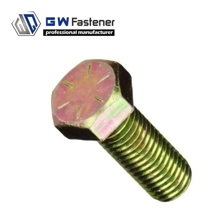 Viti Con Tappo Esagonali 5/8-18 X 1-1/4 GR.8 Zinco Giallo - Pacco Da 10