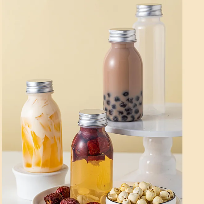 Transparent 250ml 350ml Coffee Milk Juice Drink Bottle Jar with Screw Cap