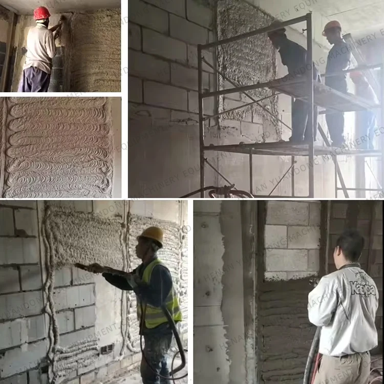 M6 Wall Putty Mortar Cement Plastering Machine 3kw Air Compressor Plaster Station M9 Gravel Gypsum Dry Powder Spraying Machine