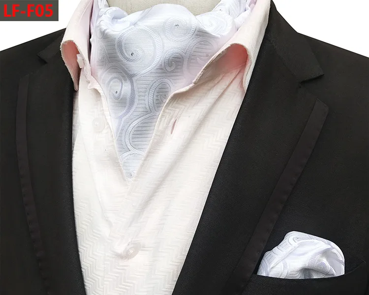 HISDERN Ascot Ties for Men Paisley Floral Ascot and Pocket Square Set  Classic Self Tie Mens Cravat Handkerchief for Wedding