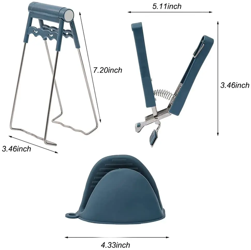 Silicone Kitchen Hot Plate Gripper Stainless Steel Bowl Clips Non-Scalding BBQ Cooking Grilling Locking Tongs Bowl Clip manufacture