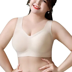 Custom Made Soft Support to Prevent Sagging Seamless  Plus Size Fit Bra Wide Underband Pullover Wide Straps Bra Untuk Wanita