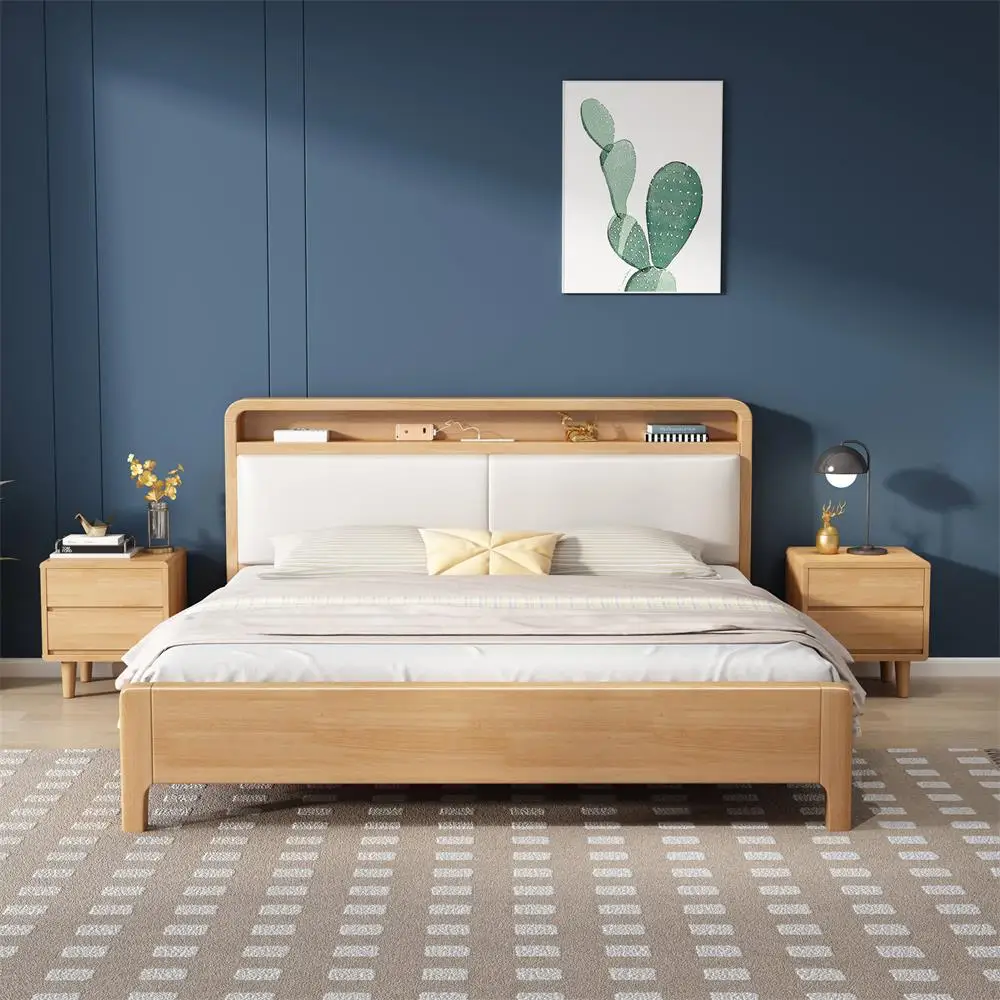 Odm Oem New Arrival Modern Customized Oak Bed European Style Solid Wood ...