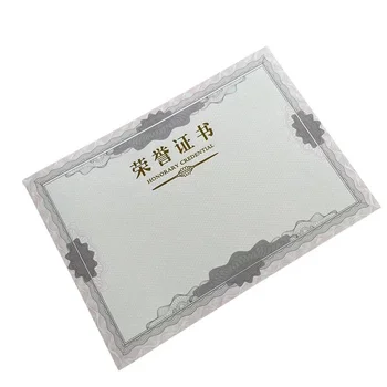 Custom security gold foil certificate Design durable cardboard Hot stamping art paper