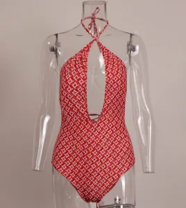 Hot Selling HZSN Halter tops High Waisted Bikini One-piece Women's Swimsuit