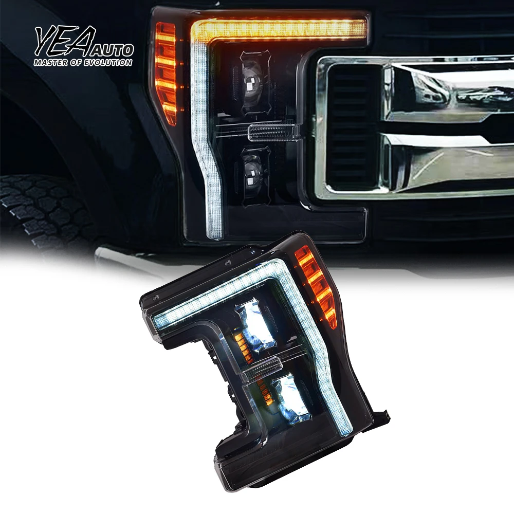 Vland Scheinwerfer LED-Linsen-Scheinwerfer für Ford F250 F-250 F 250, Hauptscheinwerfer für Pick-up Super Duty 2017 2018 2019