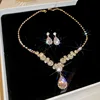 2-piece gold water drop earring and necklace set