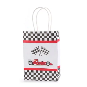 originality checkerboard Race car boys gift candy kraft paper bag gift hand bag