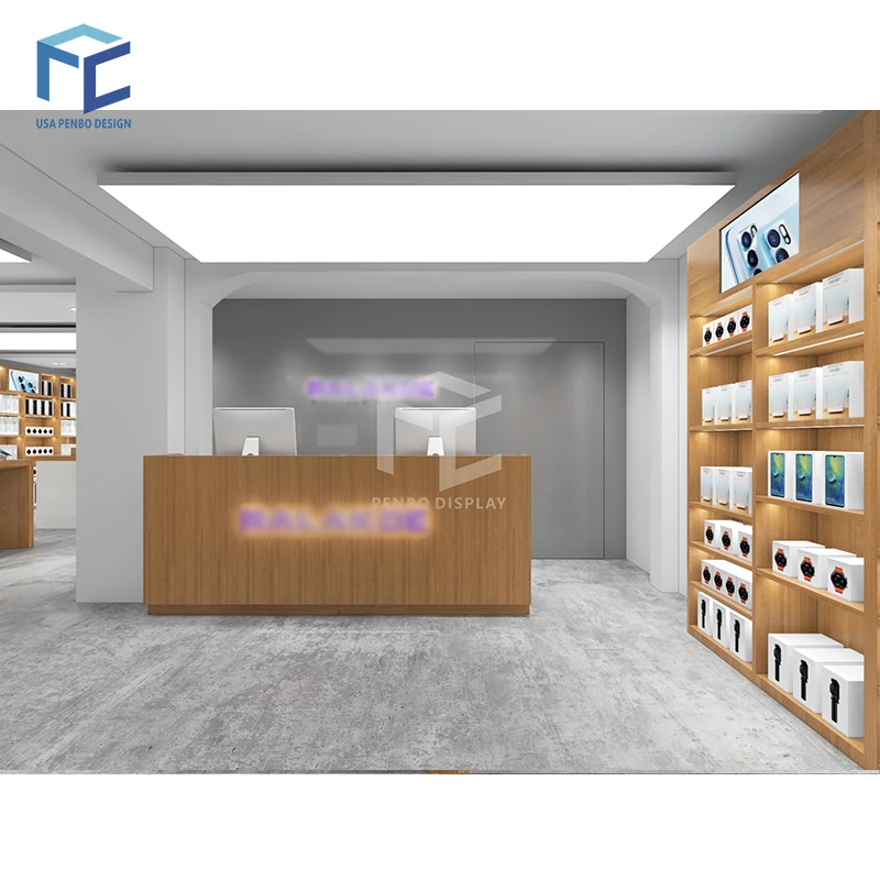 USA LOCAL Simple Small Cell Phone Accessory Stores Interior Design Customized Shop Counter Table Design to Display Mobile Phone