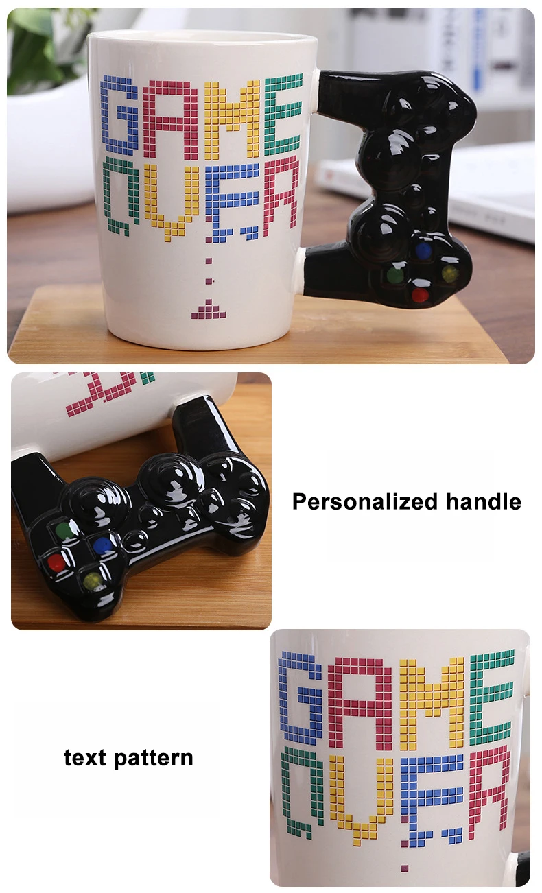 Game Over Game Controller Shaped Handle Mug by Puckator 11cm Tall High Quality Ceramic Collectors Mug 