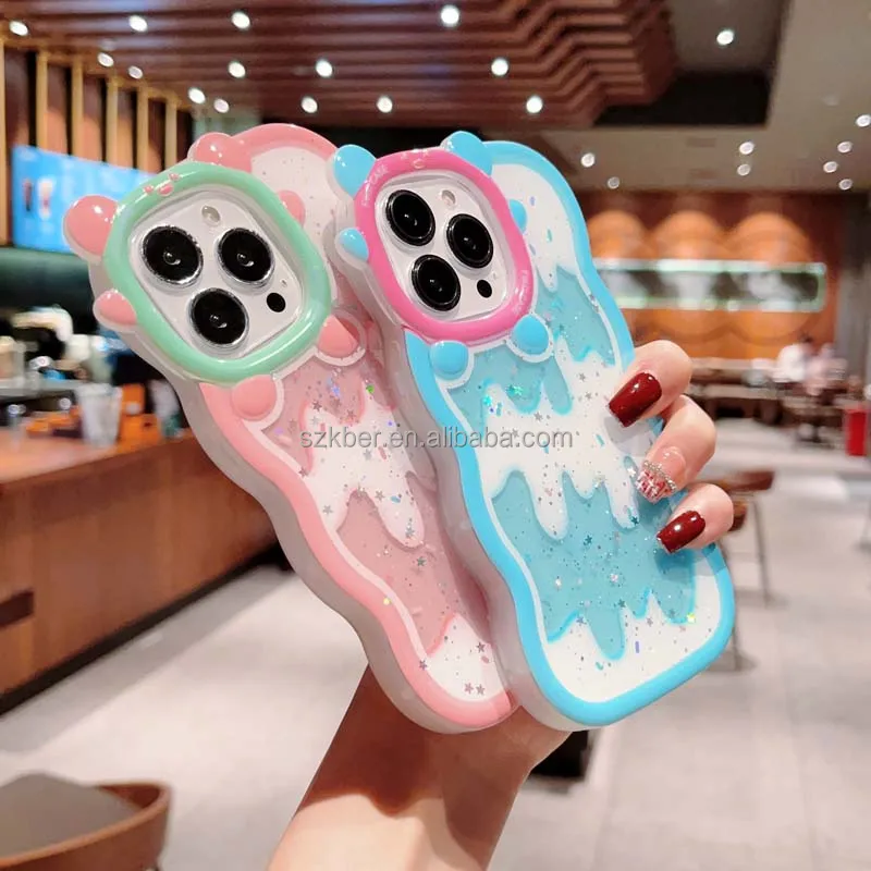 Transparent Ice Cream Cartoon Glitter Epoxy Dripping Glue Shockproof