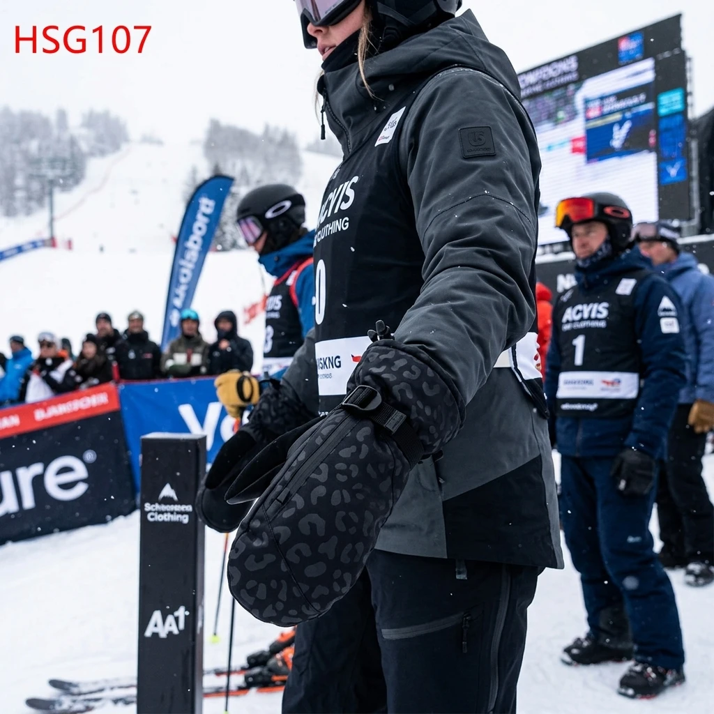 ZYF,Cross-country Skiing Sensitive Touchscreen Black Snow Mittens Winter Sports Event Super Keep Warm Unisex Ski Gloves HSG107