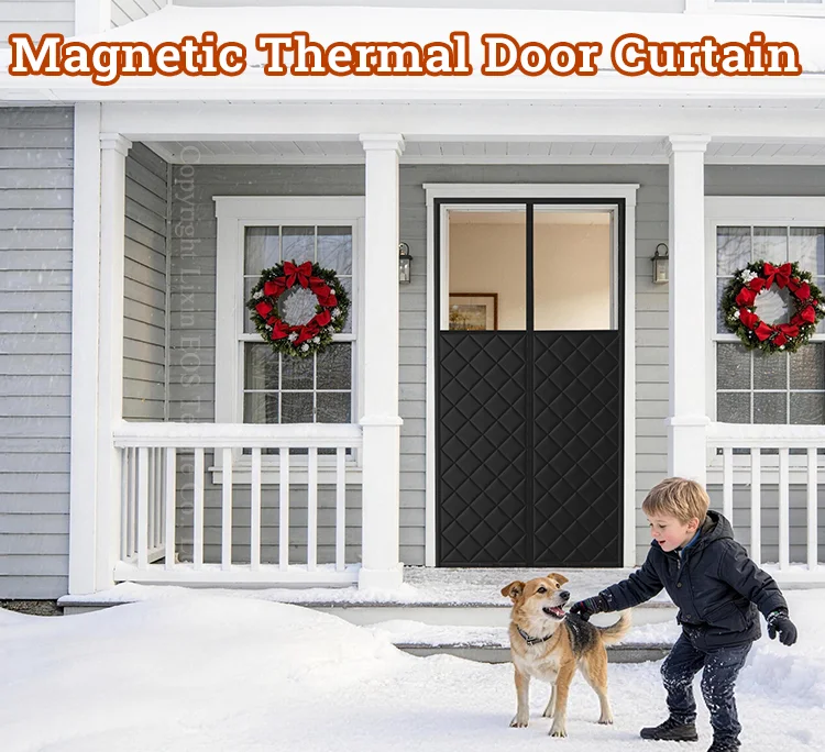 Black Thermal Insulated Door Curtain