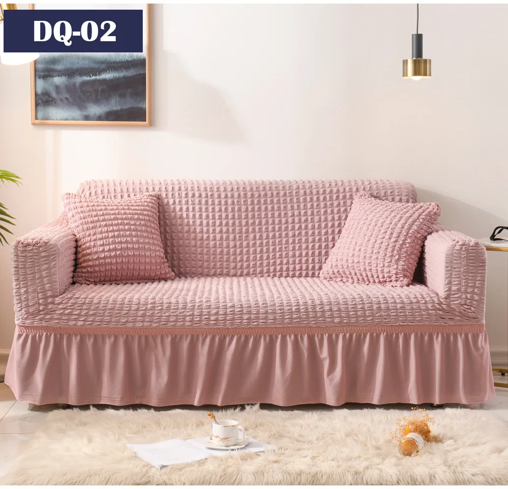 Light Luxury Fabric Sofa Cover Full Package Antislip Bubble Gauze