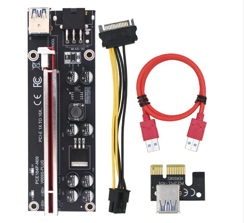 DYD VER009S Plus PCIe X1至X16立管，带双6针和Molex 4针USB 3.0
