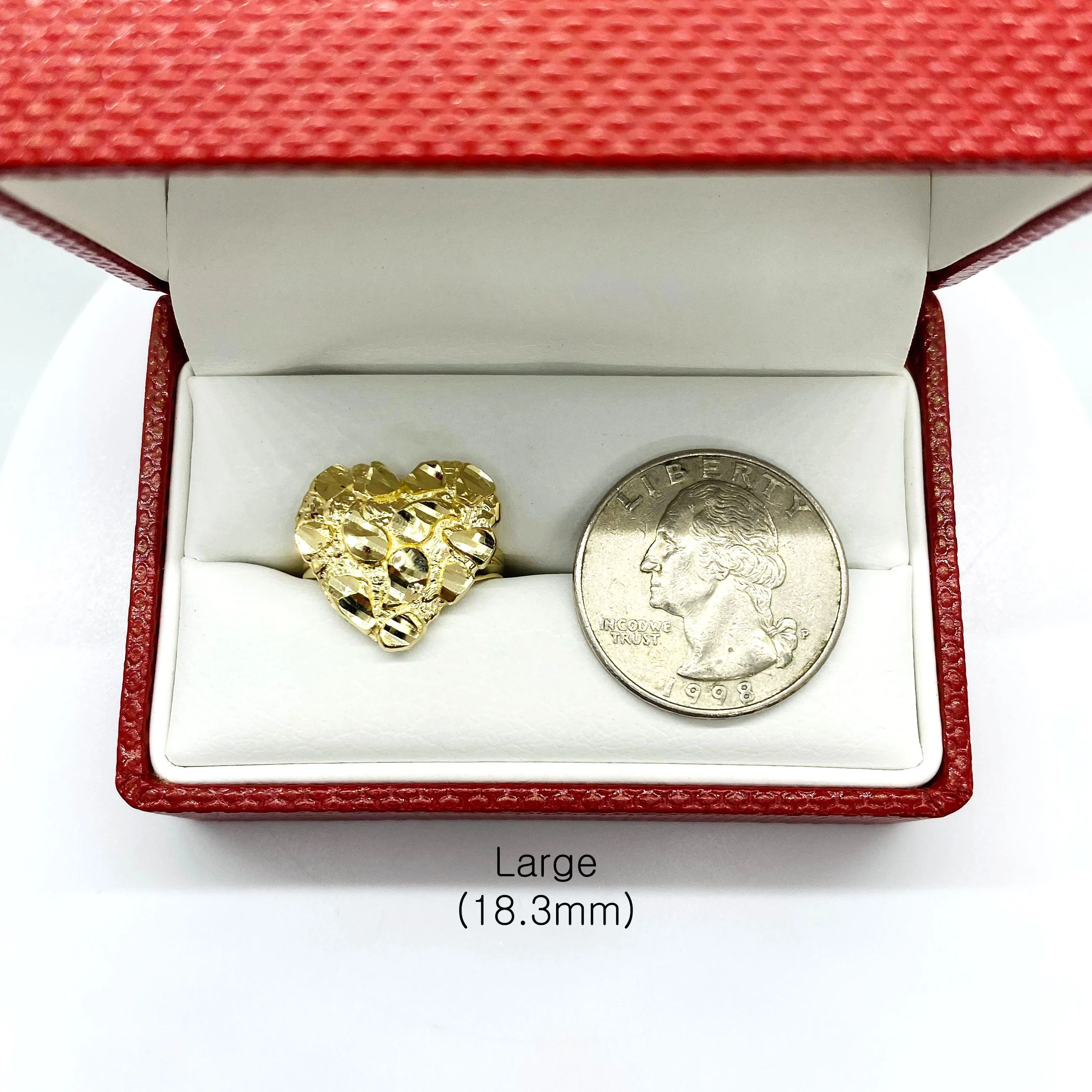 Duyizhao Hip Hop Custom High Quality Polished 14K Gold Plated Heart Love Nugget Men Ring Jewelry