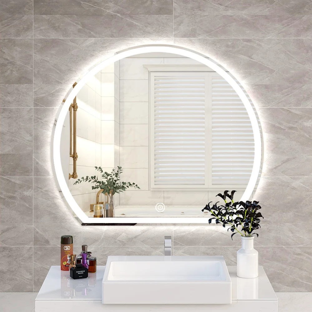 product amaze modern home decor round smart espejo inteligente bath mirror with touch switch anti fogging front lights or back for hotel-59