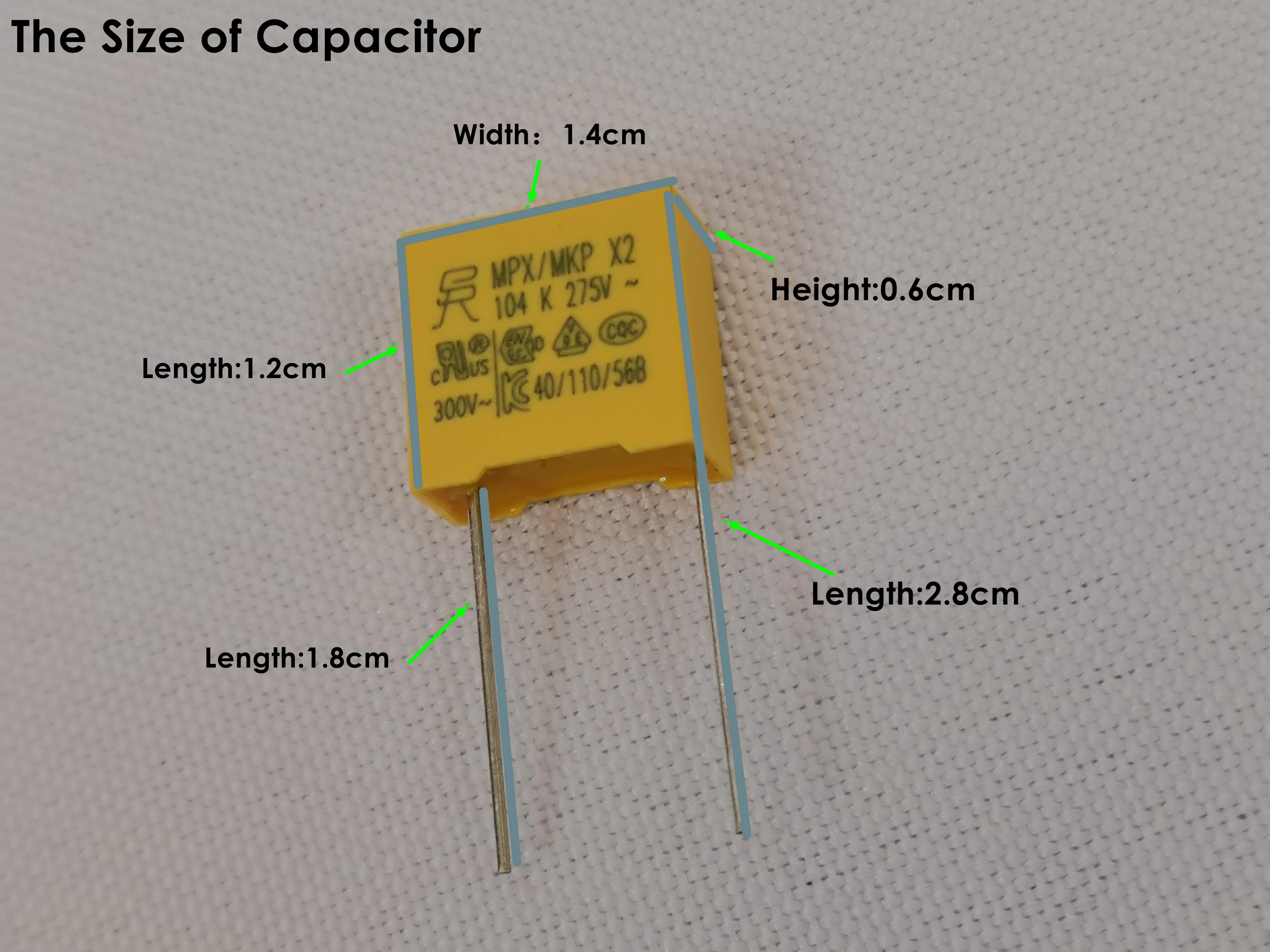Mpx-x2 0.1uf Capacitor - 275VAC, Wen Ming, Automotive Use