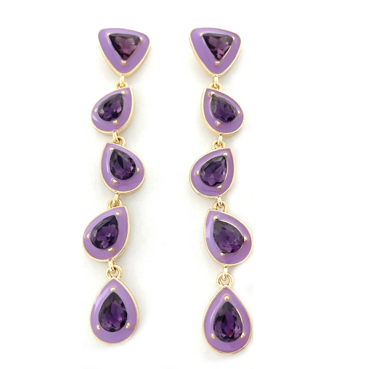 2026 Fashion Pendent Gemstone Pendant Gold Plated Purple Diamond Crystal Korean Jewelry Luxury Designer Jewelry for Women