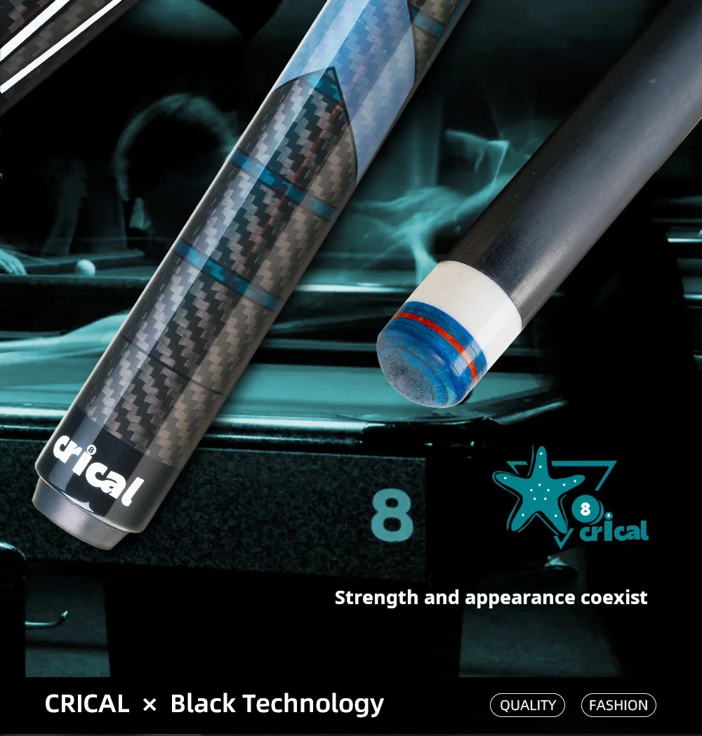 CRICAL CL-01 Carbon Fiber Pool Cue 1/2 Split Club for Nine Ball