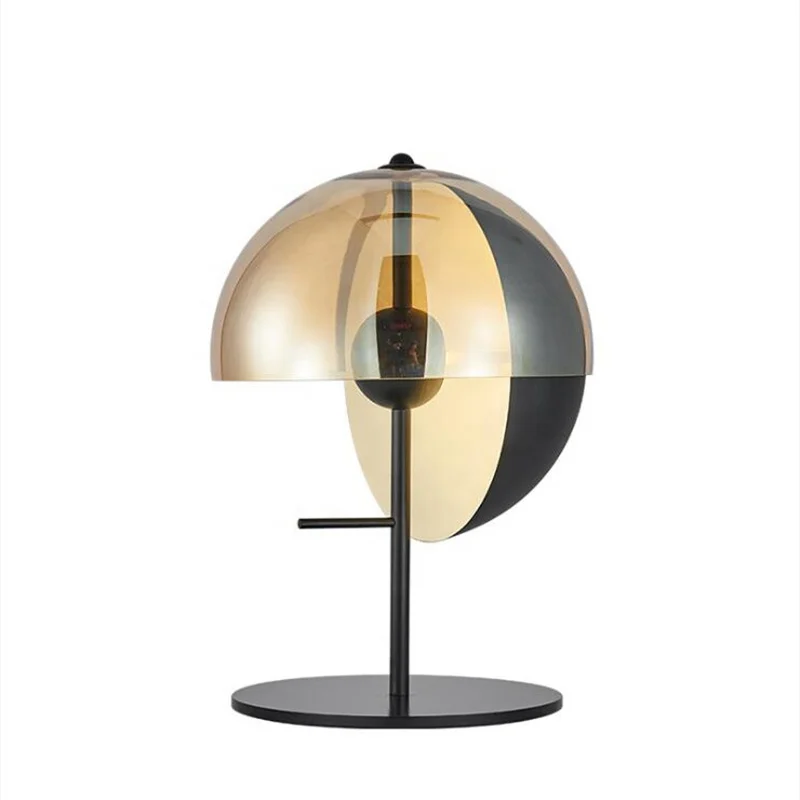 Postmodern creative living room and bedroom bedside lamp American glass semicircular lamp designer model room lamp
