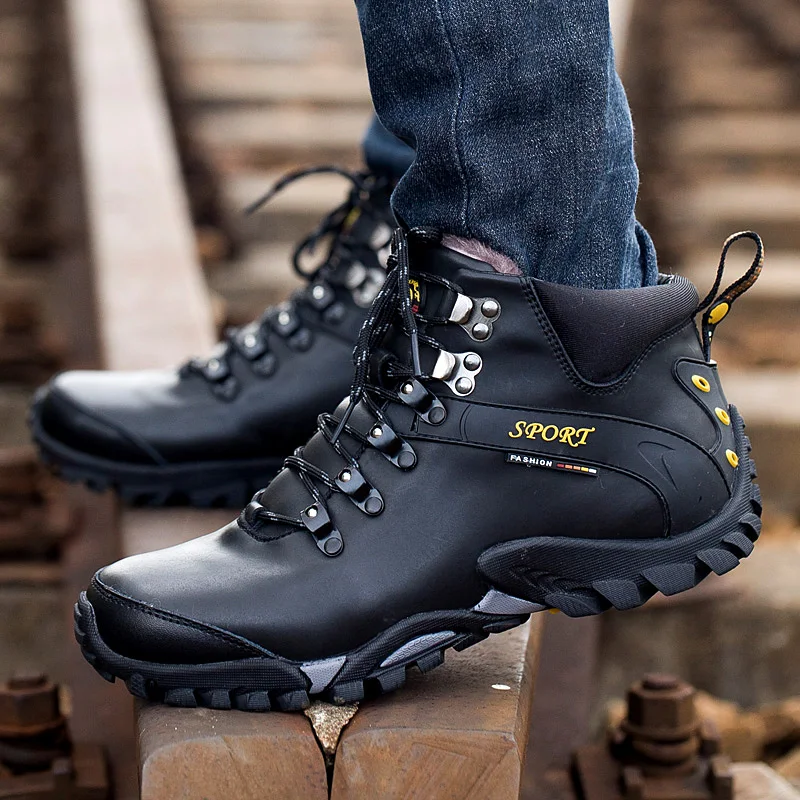 Mens Climbing Mountain Boots Outdoor Waterproof Anti-Slip Trekking Mountaineer Shoes Man Hiking Shoe