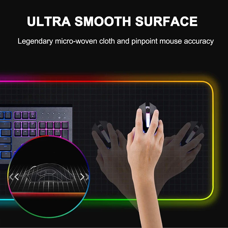 Gran oferta alfombrilla de ratón de gran tamaño alfombrilla de ratón de goma impermeable precio de fábrica LED RGB alfombrilla de ratón para juegos al por mayor