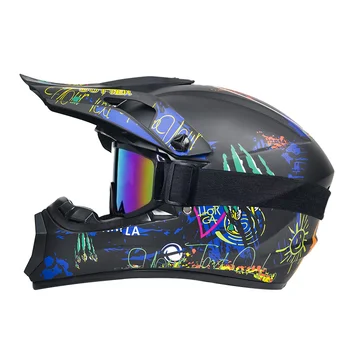 High Quality New Youth Full Face ABS Motorcycle Helmet Goggles Gloves DOT Approved Off-Road Protective Street Use All Seasons