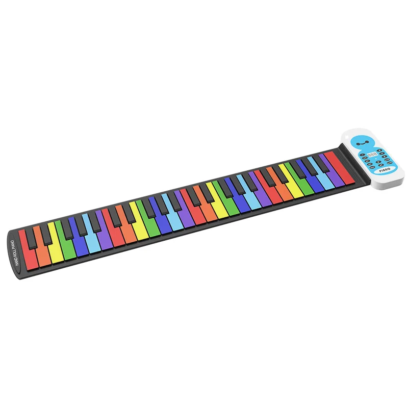 Konix 49 Keys Rainbow Rubber Electric Mini Child Babi Piano Silicone Flexible Portable Usb Hand Roll up Piano Small Keyboard