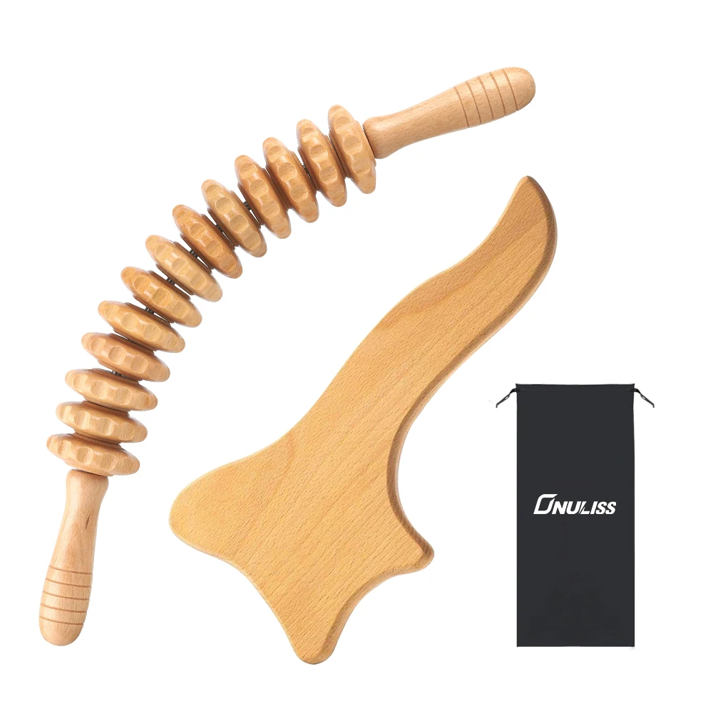 Wood Therapy Massage Tools Maderoterapia Kit Wood Massager Roller Gua