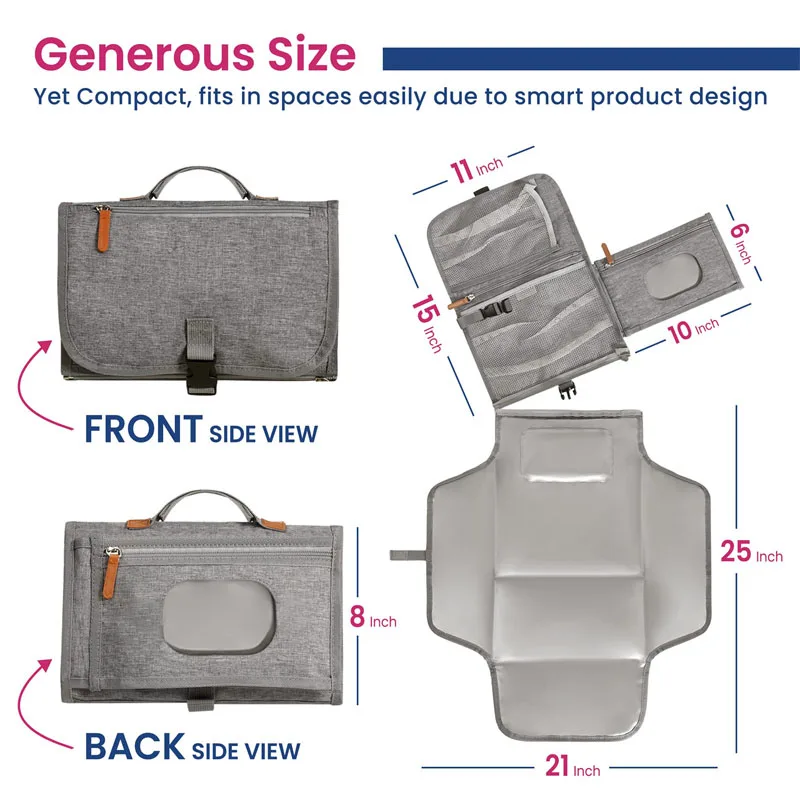 Portable Changing Pads for Baby With Shoulder Strap Detachable Pad Factory Custom