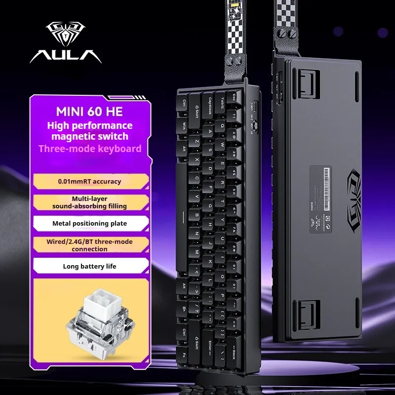 AULA MINI60 HE ワイヤレストライモード メカニカルキーボード RGB 61キー