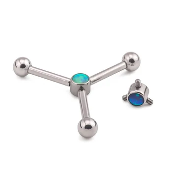 Titanium Opal 3 Threading Ear Project Custom Industrial Strength Piercing Jewelry.
