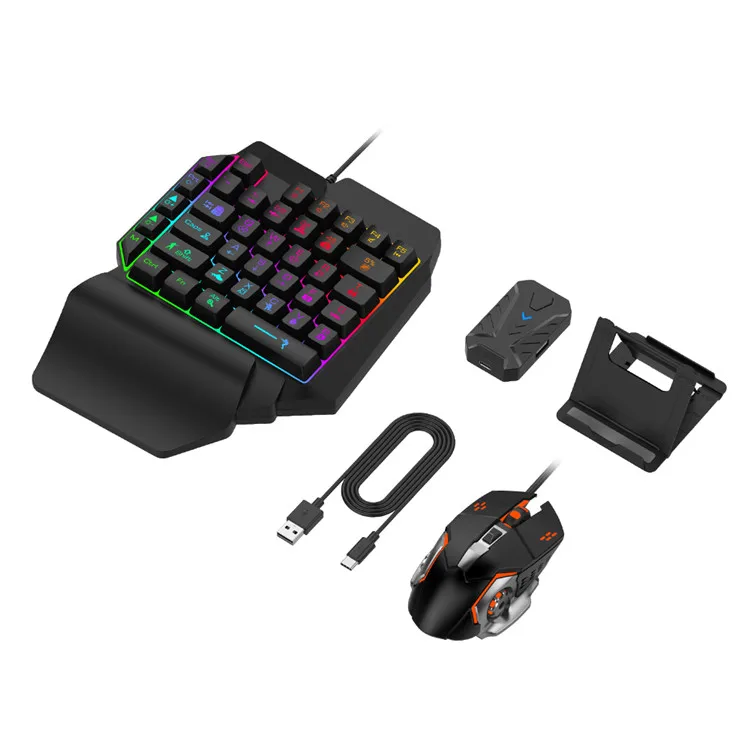 Games Playing Converter 4 in 1 Game Combo Kit for Mobile Phone with F6 One Hand Keyboard and G2 Mouse