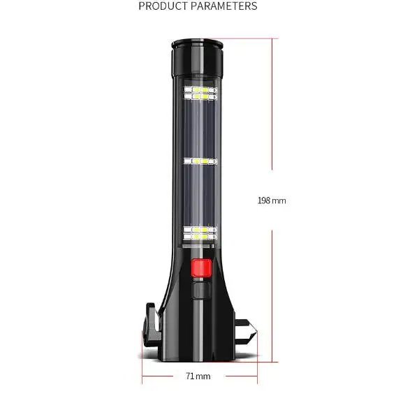 300 LM Rechargeable Travel LED Flashlight Solar Powered Menctical Flashlight Phone Charger 2000mah Black Camping 12 Hours supplier