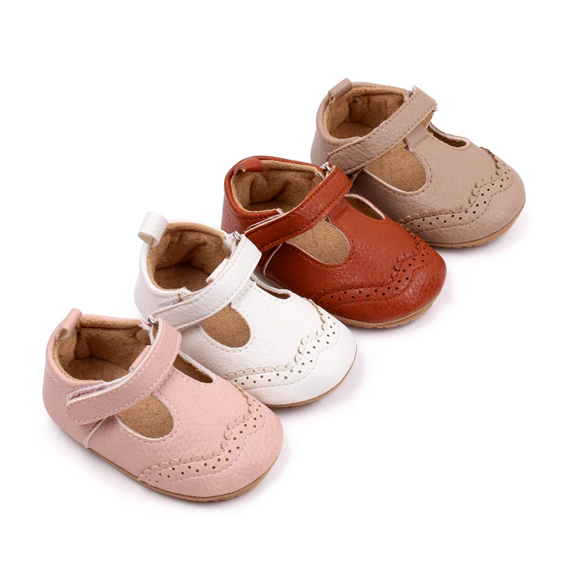 New British Style Pure Color Hollow PU Leather Baby Summer Simple Leisure Toddler Sandals