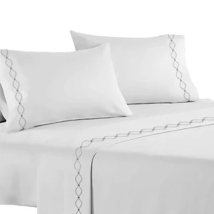 2023 Hot Sale Luxury Embroidery Solid  Bed Sheets  4PCS Super Soft